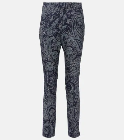 Etro Paisley High-rise Slim Pants In 1