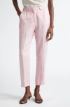 Etro Paisley Jacquard Ankle Straight Leg Pants In Rosa Polvere Chiaro