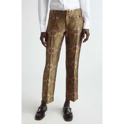 Etro Paisley Jacquard Ankle Trousers In Brown