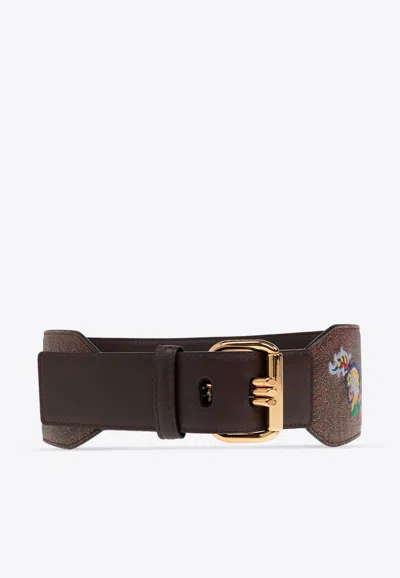 Etro Paisley Jacquard Belt In Brown