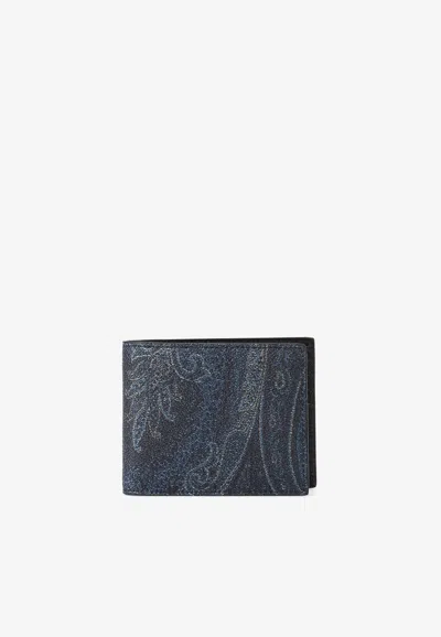 Etro Paisley Jacquard Bi-fold Wallet In Blue