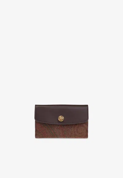 Etro Arnica Paisley Jacquard Flap Wallet In Brown