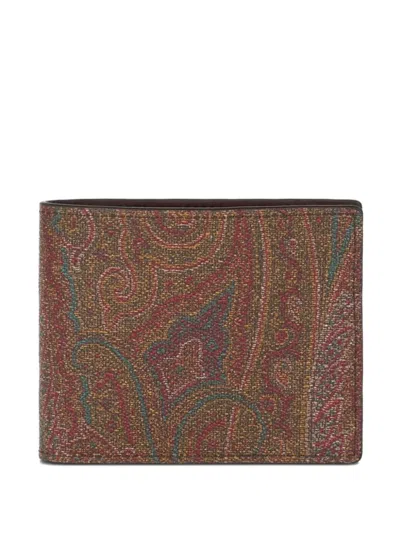 Etro Paisley Jacquard Bifold Wallet In Brown