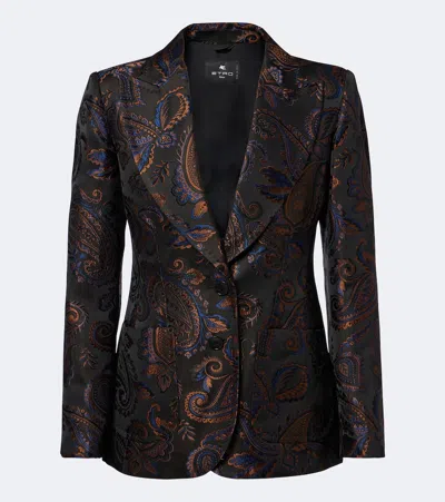 Etro Paisley Jacquard Blazer In Black
