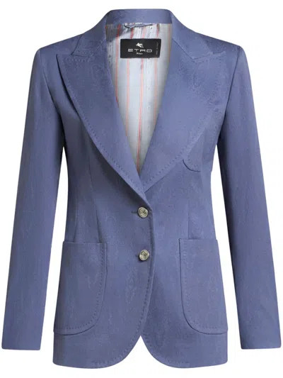 Etro Paisley-jacquard Blazer In Blue