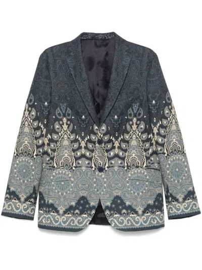 Etro Paisley-jacquard Blazer In Blue