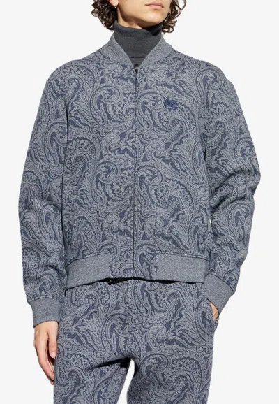 Etro Paisley Jacquard Bomber Jacket In Blue
