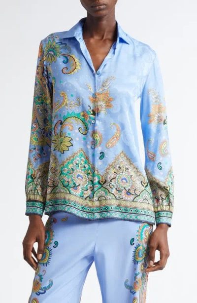 Etro Printed Shirt In Azure