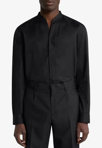 Etro Paisley Jacquard Buttoned Shirt In Black
