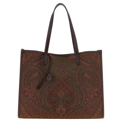 Pre-owned Etro Paisley Jacquard Canvas Tote Bag � Green
