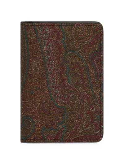 Etro Paisley Jacquard Card Case In Brown