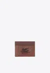 Etro Paisley Jacquard Cardholder With Pegaso Logo In Brown