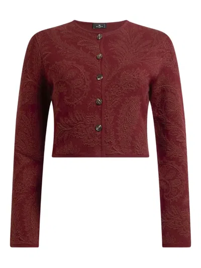 Etro Paisley-jacquard Cardigan In Brown