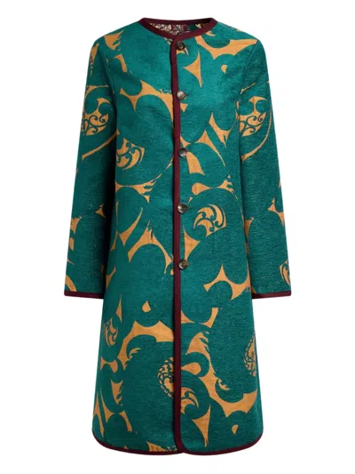 Etro Paisley-jacquard Chenille Coat In Green