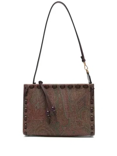 Etro Paisley-jacquard Clutch Bag In Brown