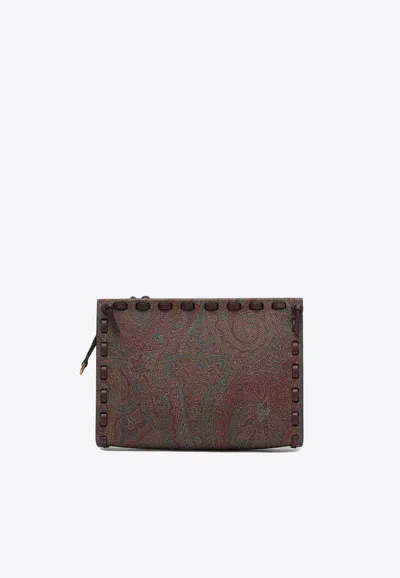 Etro Paisley-jacquard Clutch In Bordeaux