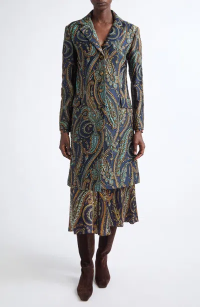 Etro Paisley Jacquard Coat In Multi