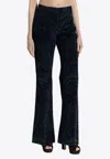 Etro Paisley Jacquard Corduroy Flared Pants In Black