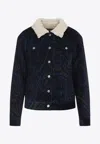 Etro Paisley-print Corduroy Jacket Giubbino In Blue