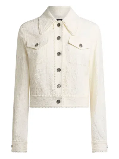 Etro Paisley-jacquard Cropped Jacket In White
