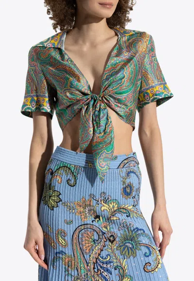 ETRO PAISLEY JACQUARD CROPPED SILK SHIRT