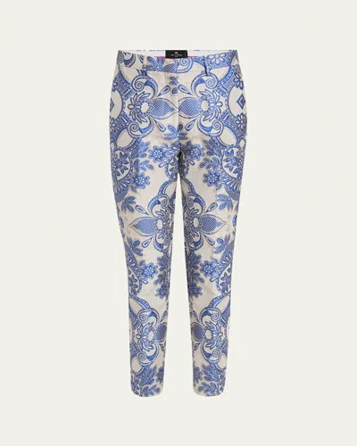 Etro Paisley Jacquard Cropped Skinny Trousers In Multi