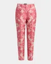 Etro , Jacquard Lace Cigarette Trousers, Woman, Red, Size 50 In Red 5