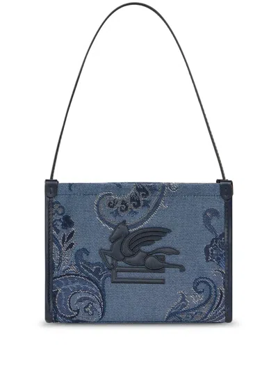 Etro Paisley-jacquard Denim Mini Bag In Blue