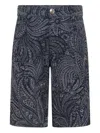 Etro Paisley Jacquard Denim Shorts In Black