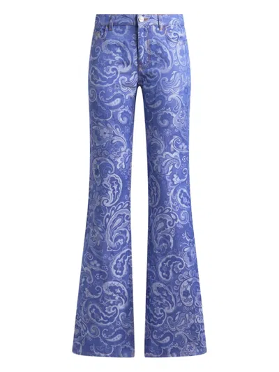 Etro Schlagjeans Aus Paisley-jacquard In Blue