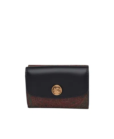 Etro Paisley-jacquard Foldover Top Wallet In Black
