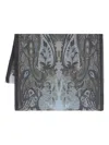 Etro Paisley Jacquard Frayed Edge Scarf In Gray