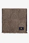 Etro Paisley Jacquard Frayed Scarf In Brown