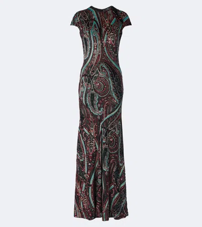 Etro Paisley Jacquard Gown In Multicolor