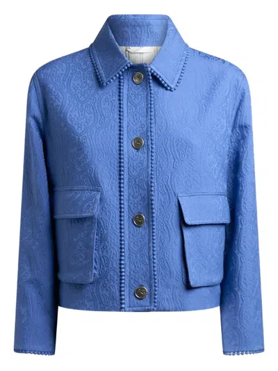 Etro Paisley-jacquard Jacket In Blue