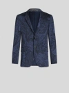 Etro Paisley-print Single-breasted Blazer In Navy Blue
