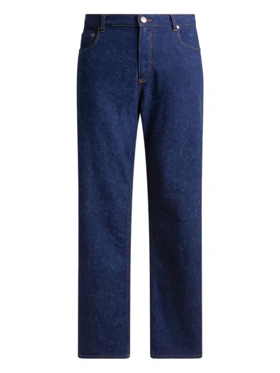 Etro Paisley-jacquard Jeans In Blue