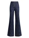 Etro Flared Jacquard Denim Jeans With Pegaso Buttons In Multi