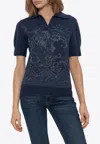 Etro Paisley-jacquard Polo Top In Blue