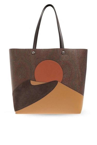 Etro Paisley-jacquard Tote Bag In Brown