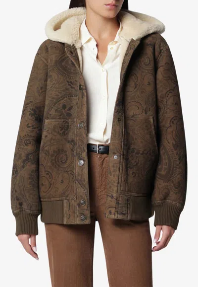 Etro Paisley Jacquard Leather Jacket In Animal Print
