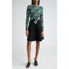 Etro Medallion Knit Jersey Long-sleeve Swing Dress In Green Paisley Print S9000
