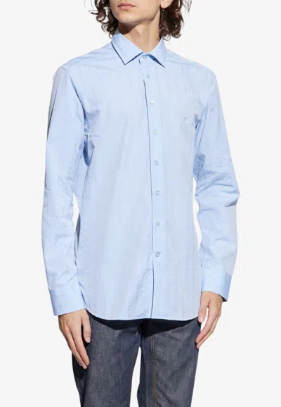 Etro Paisley-embroidered Long-sleeved Shirt In Blue