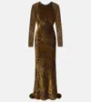 Etro Paisley Jacquard Maxi Dress In Brown