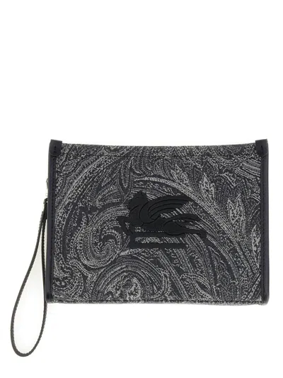 Etro Paisley Jacquard Media Pouch In Black