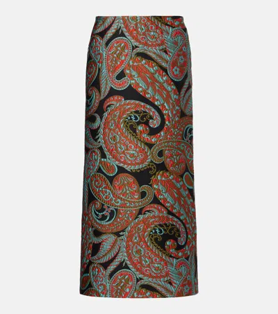 Etro Paisley Jacquard Midi Skirt In Multi