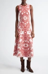 Etro , Sleeveless Dress With Lace Motif, Woman, Burgundy, Size 46 In Burgundy
