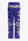 Etro Patterned Trousers With Elastic Waistband And Embellishments In Blue