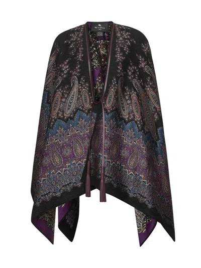 Etro Paisley Jacquard Pattern Chenille Cape In Multi