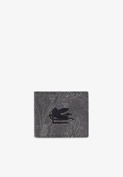 Etro Paisley Jacquard Pegaso Wallet In Gray